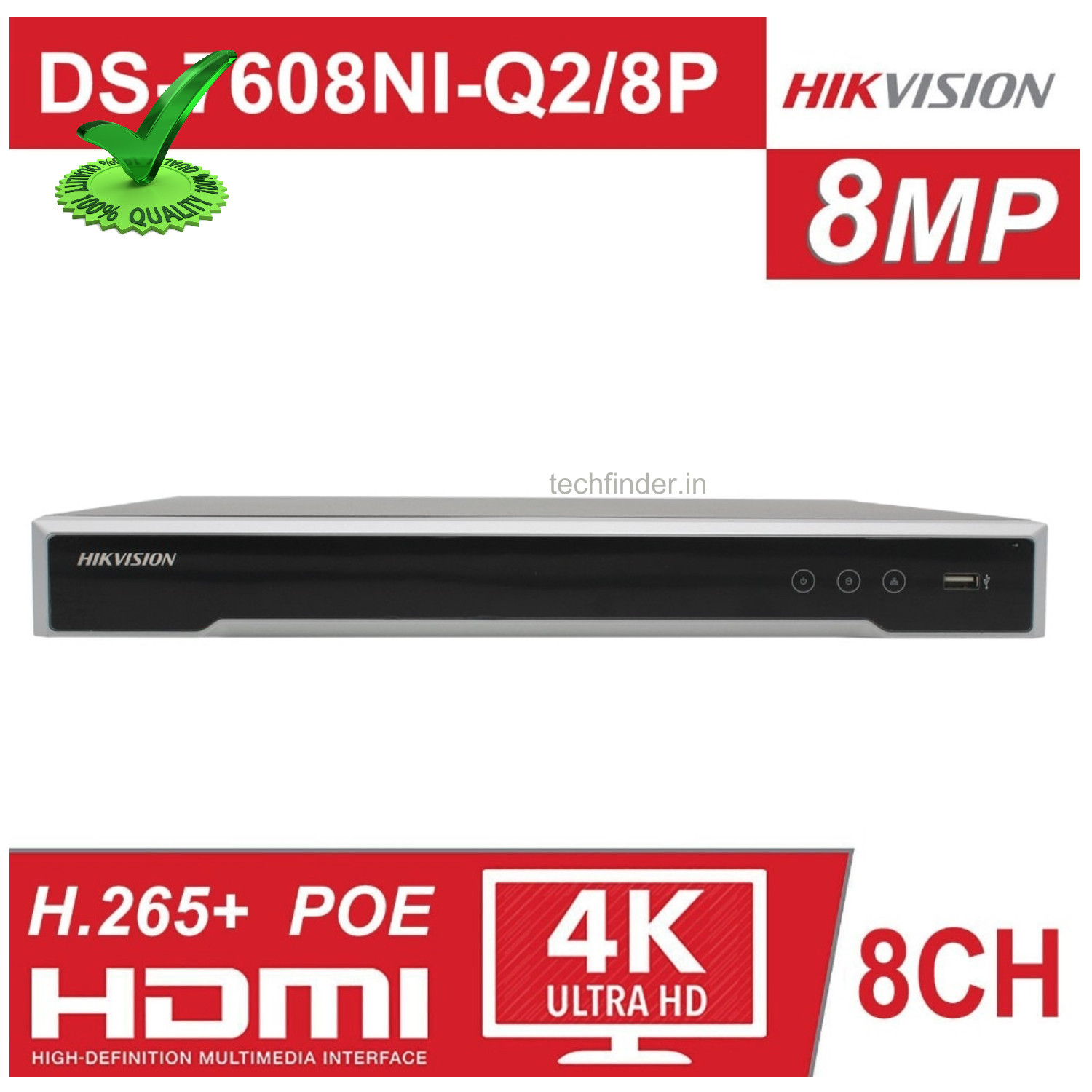 Hikvision DS-7608NI-Q2/8P 8ch POE 4k HD Network Video Recorder 