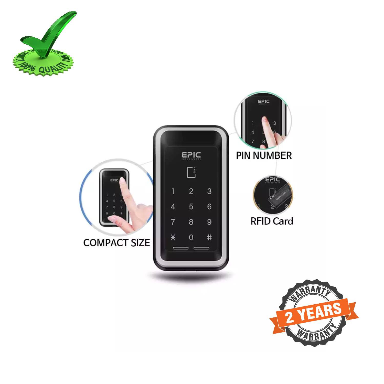 Epic ES-S100D RFID Card Pin Password Operated Smart Digital Door Lock