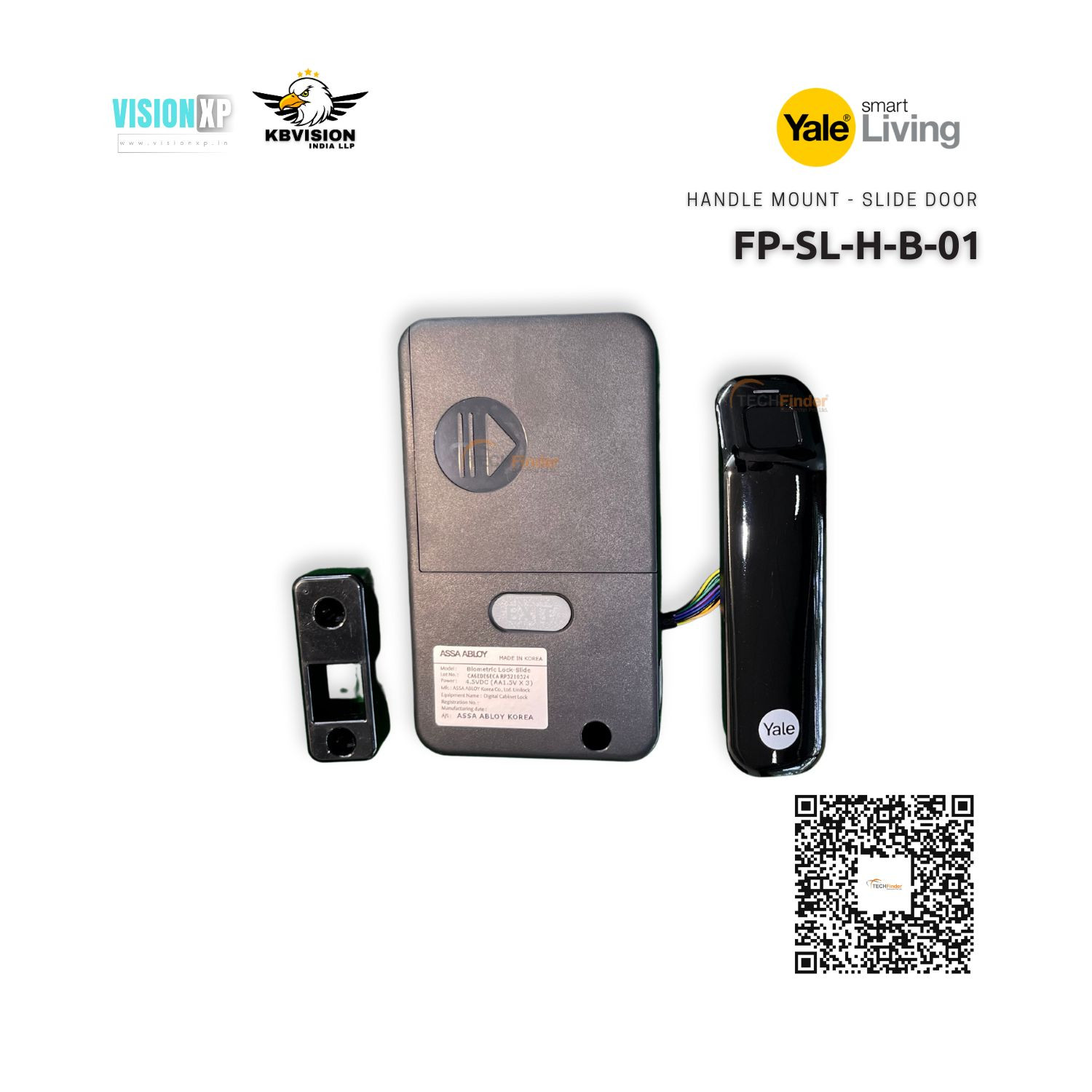 Yale FP-SL-H-B-01 Fingerprint Wardrobe Handle Lock for Sliding Door