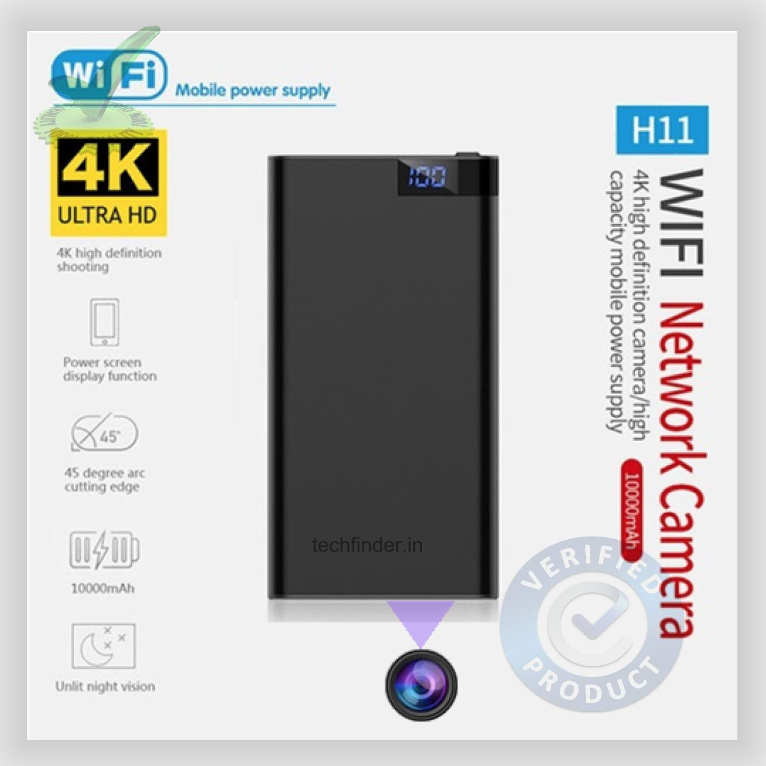 Digital 4k WiFi Spy Hidden Camera with Recorder in USB Power Bank
